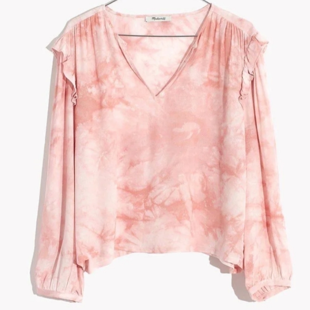 Madewell Tie Dye Ruffle Shoulder Top